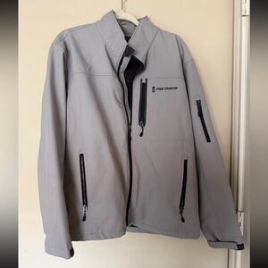 Free Country Softshell Jacket Mens XL Gray Fleece Lined Full Zip Coat